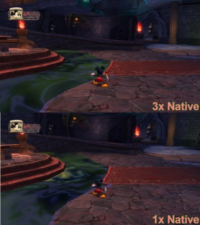 Epic Mickey 1080p 3x vs 1x Image 02