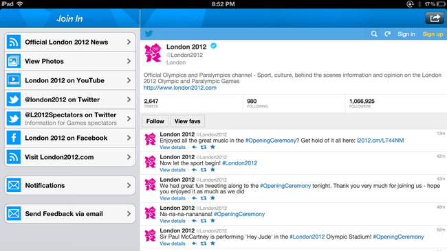 London 2012: Official Join In App for the Olympic and Paralympic Games (iOS)