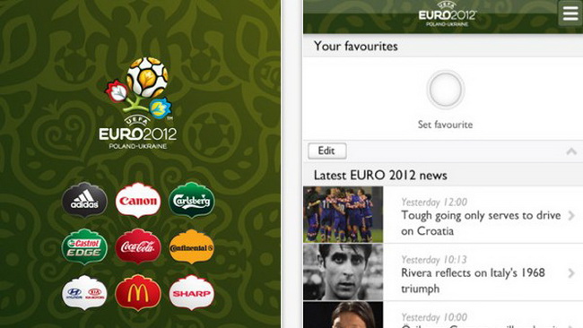 Official UEFA EURO 2012 app