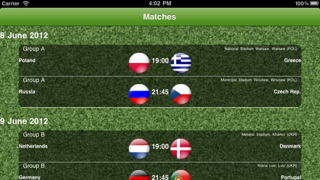 Euro 2012 Match Schedule